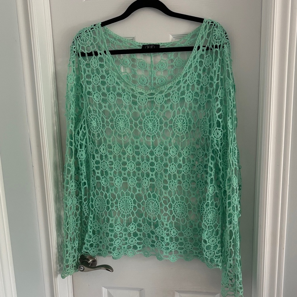 Deb Seafoam Crochet Lace Blouse